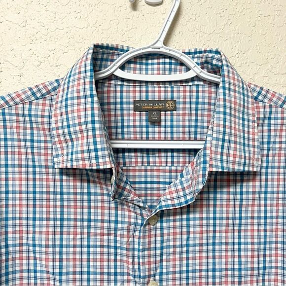 Peter Millar Shirt E4 Men’s Plaid Summer Comfort Button Down Nylon Size XL - Picture 3 of 6